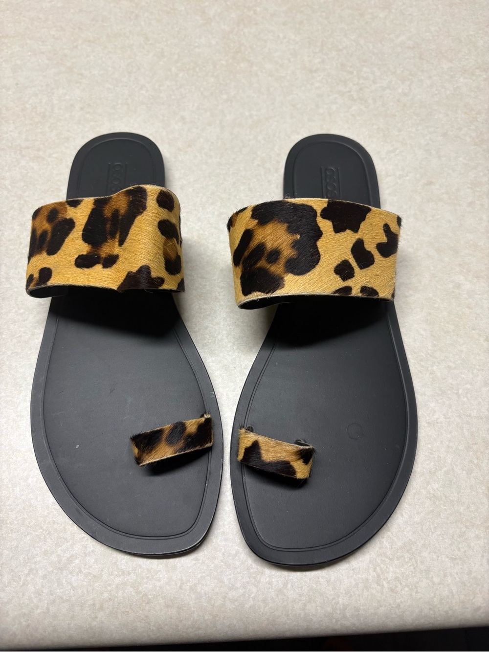 ASOS Leopard Print Slide Sandals - Black Footbed, Tan/Black Spots